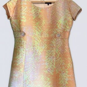 Karen Millen Yellow & Coral Cocktail Dress (Size 12)